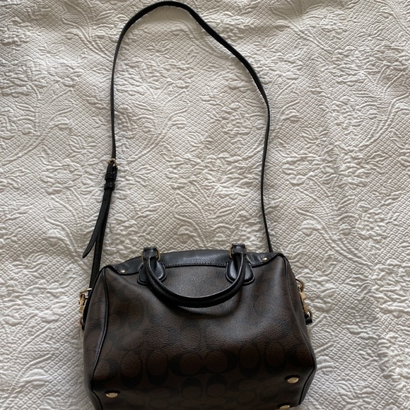 Coach New York Brown and Black Signature C Print Purse Handbag Crossbody - Picture 4 of 5